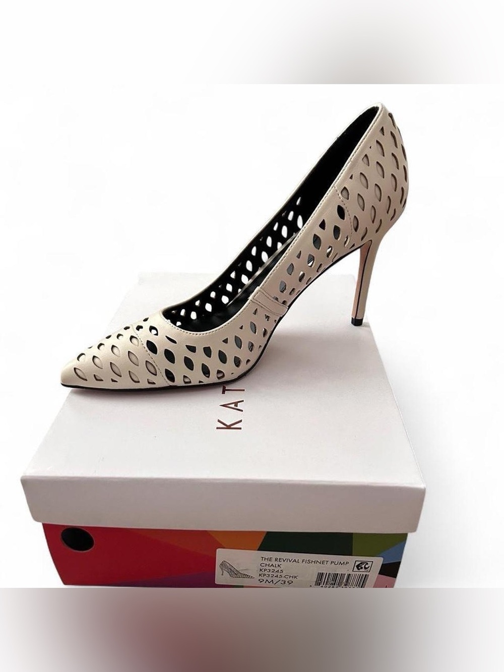 NWT women’s size 9 Katy Perry Collections fishnet high heel pump